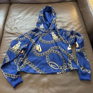 Nike Blue and Gold Chain Pattern Hoodie